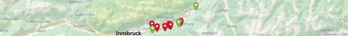 Kartenansicht für Apotheken-Notdienste in der Nähe von Gnadenwald (Innsbruck  (Land), Tirol)
